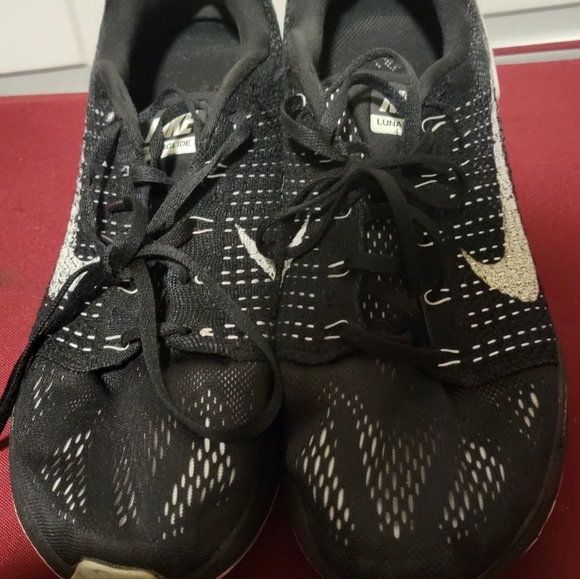 EUC Nike Lunarglide 7 Men Size US 10 Black White 747355-001 Running Shoes C6 - Picture 2 of 5